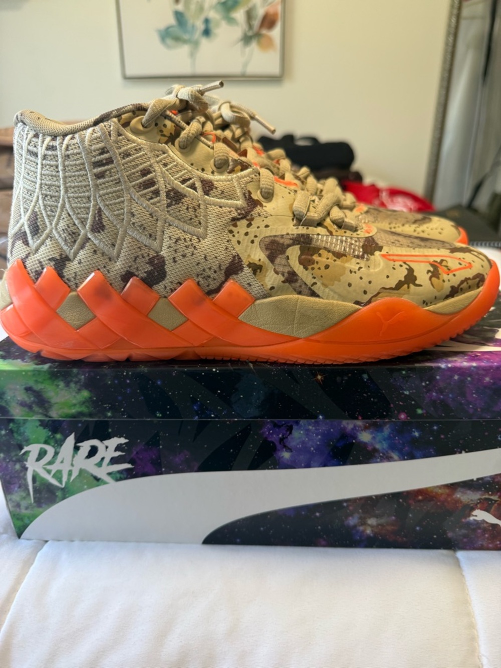 Like new-Puma MB.01 Digital Sneakers in Pale Khaki and Ultra Orange. 8.5